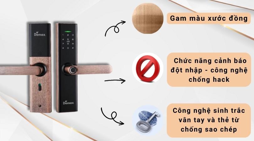 Khóa điện tử Demax EL266 AC - APP Wifi thiết kế tinh tế và chức năng đa dạng